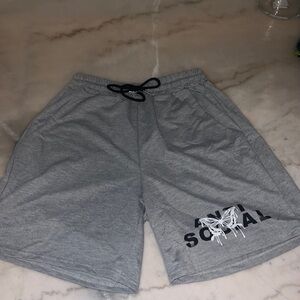 Gray and black shorts